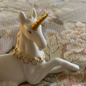 Vintage, Porcelain Unicorn with Stars Traced in Gold-Tone Paint (HTF/Rare)